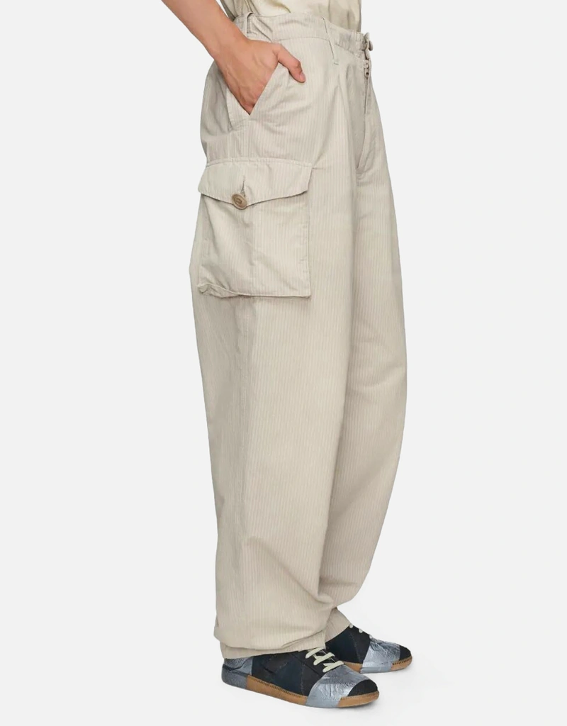 Maison Margiela Men's Cotton-Blend Pinstripe Pattern Wide-Leg