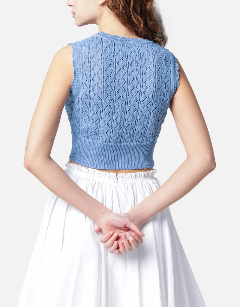Vivienne Westwood Orb Logo Light Blue Crochet Top (Tops) IFCHIC.COM