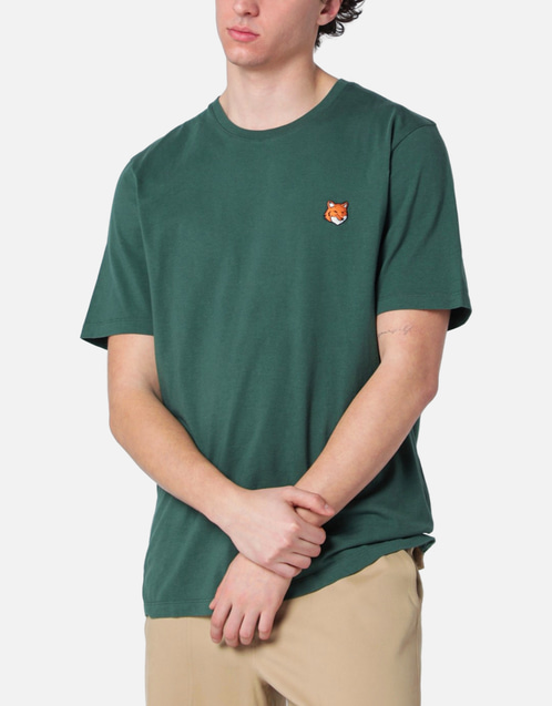 Maison Kitsuné Men's Bottle Green Cotton Regular Fit T Shirts