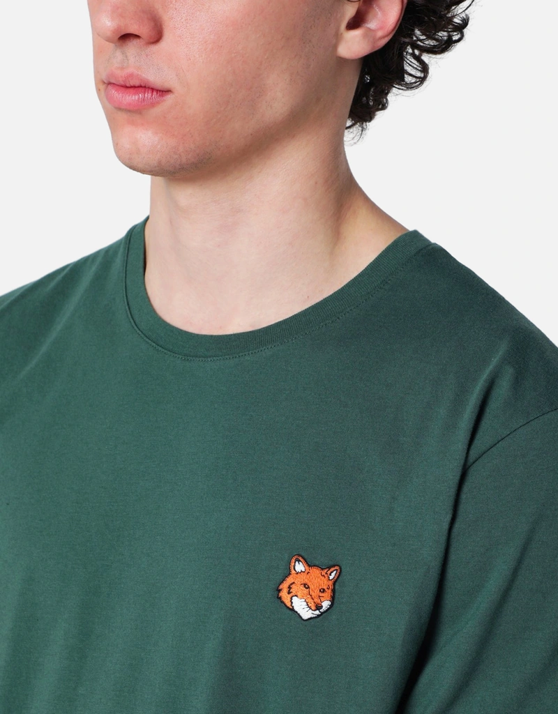 Maison Kitsuné Men's Bottle Green Cotton Regular Fit T Shirts