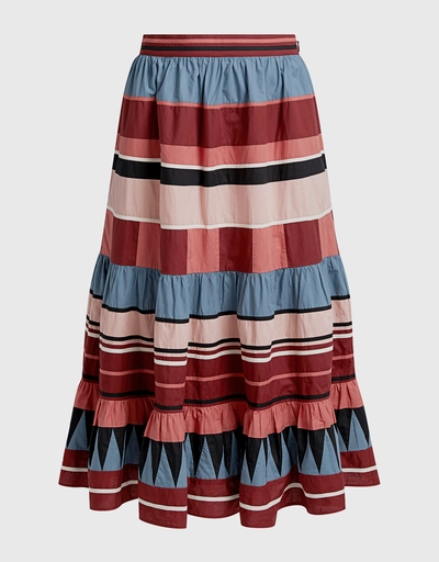  Simi Patchworked Cotton Poplin Midi Skirt