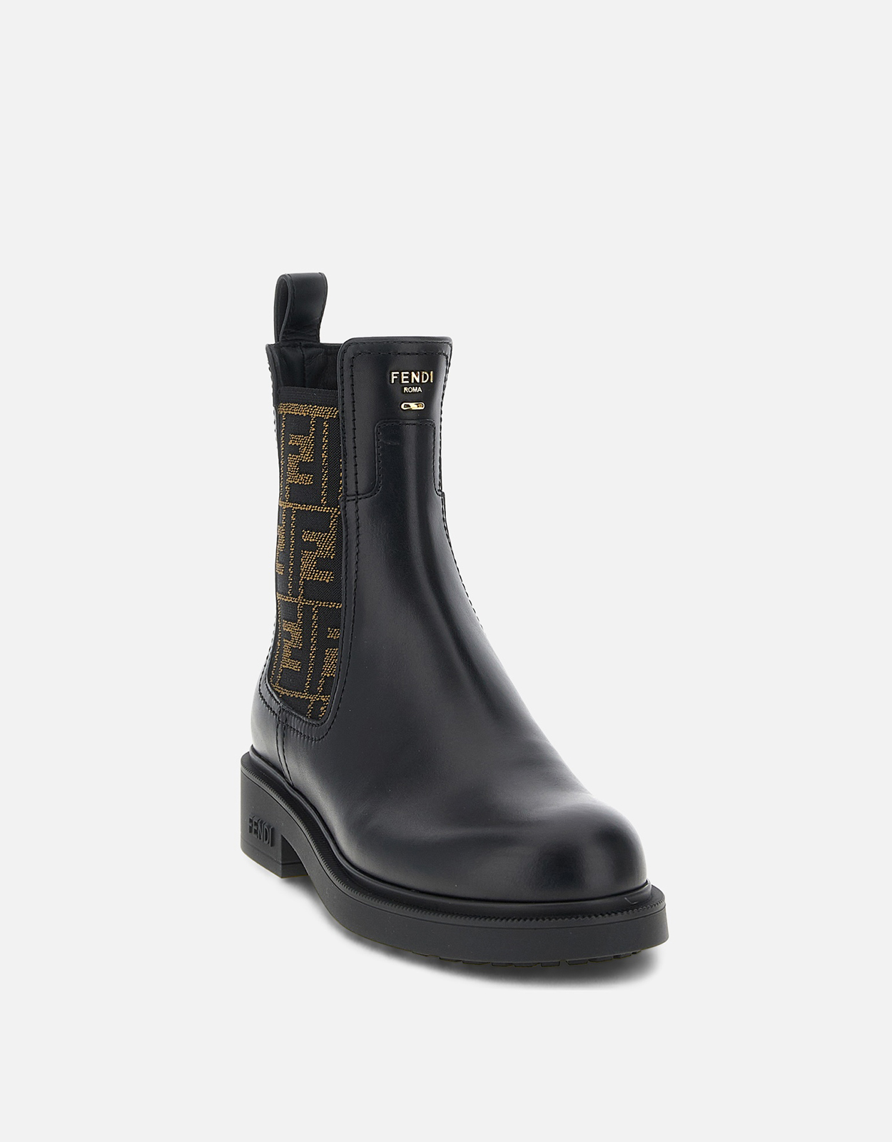 Fendi レザーFFファブリックバイカーアンクルブーツ () IFCHIC.COM