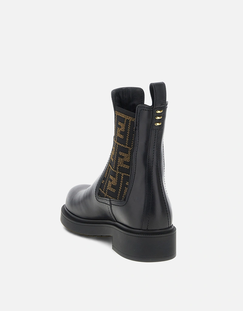 Fendi レザーFFファブリックバイカーアンクルブーツ () IFCHIC.COM