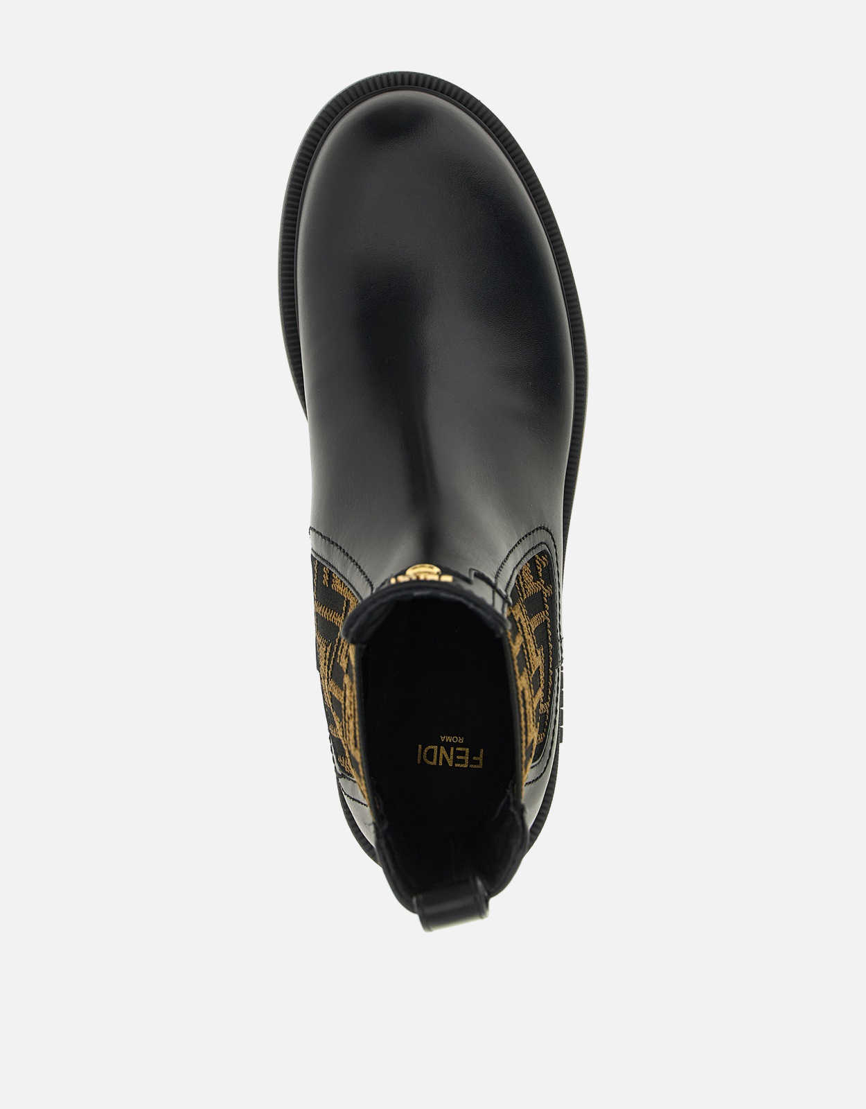 Fendi レザーFFファブリックバイカーアンクルブーツ () IFCHIC.COM