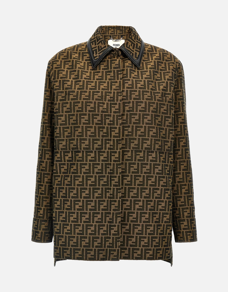 Fendi ブラウンFFキャンバスストレートカットジャケット () IFCHIC.COM