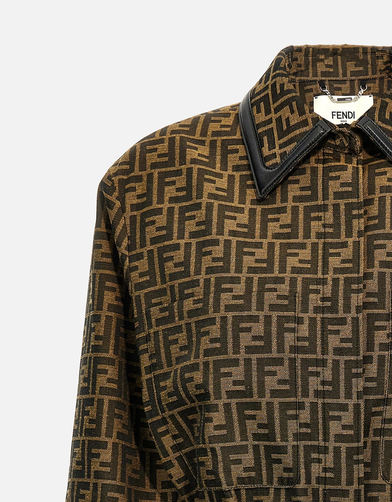 FENDI FFキャンバス Go-To ジャケット Fendi ブラウンFFキャンバスストレートカットジャケット () IFCHIC.COM