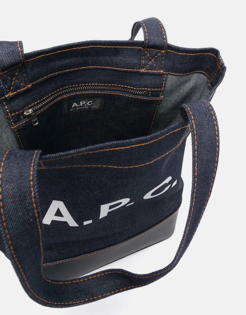 A.P.C. ユニセックスアクセルツートンデニムレザー トートバッグ