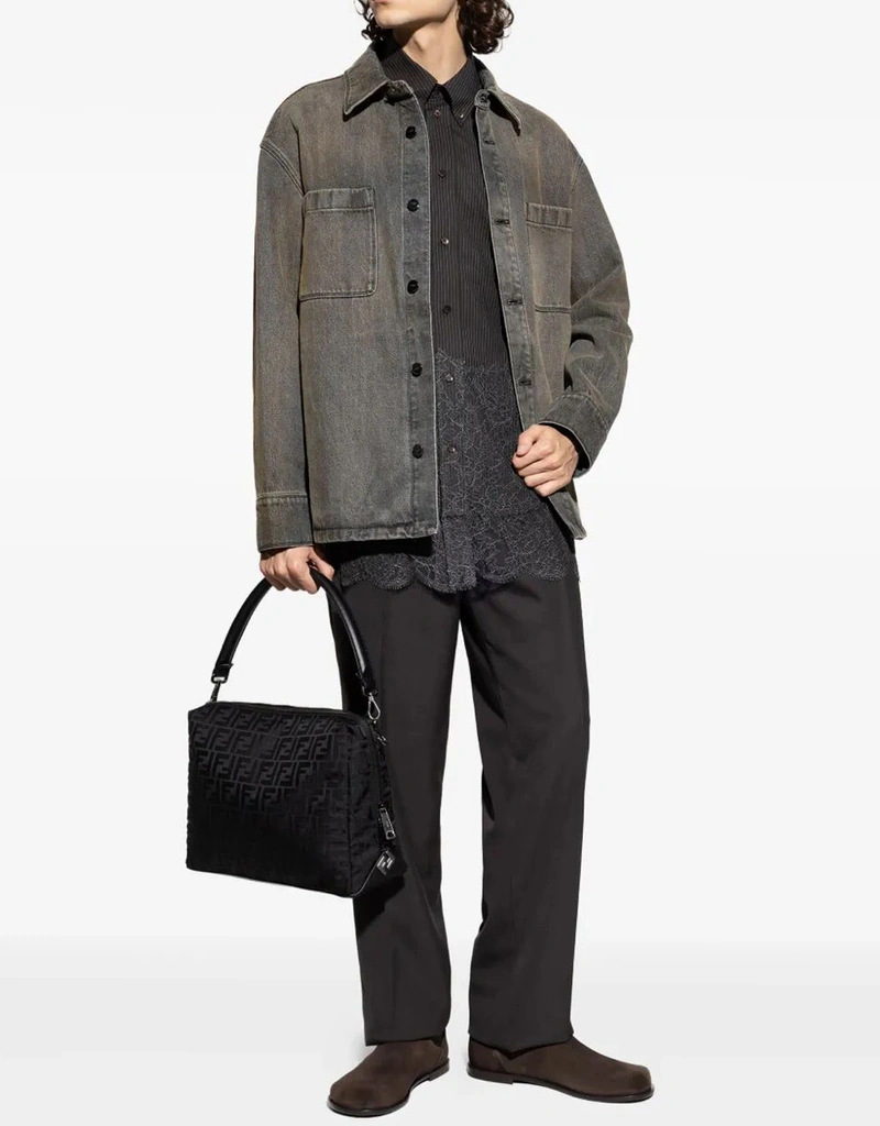 Fendi メンズマーブルオーバーダイコットンデニムシャツ (すべての新品