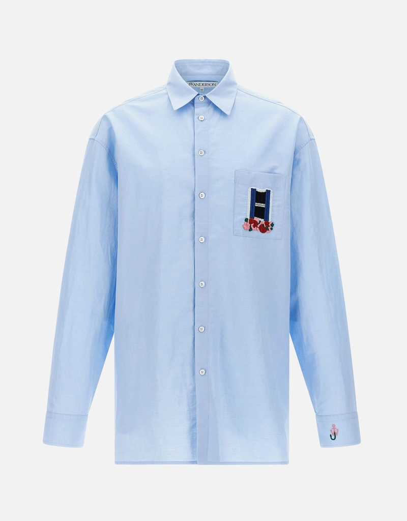 jw anderson シャツ JW Anderson Men's Window Linen Cotton Blend Oversized Shirt