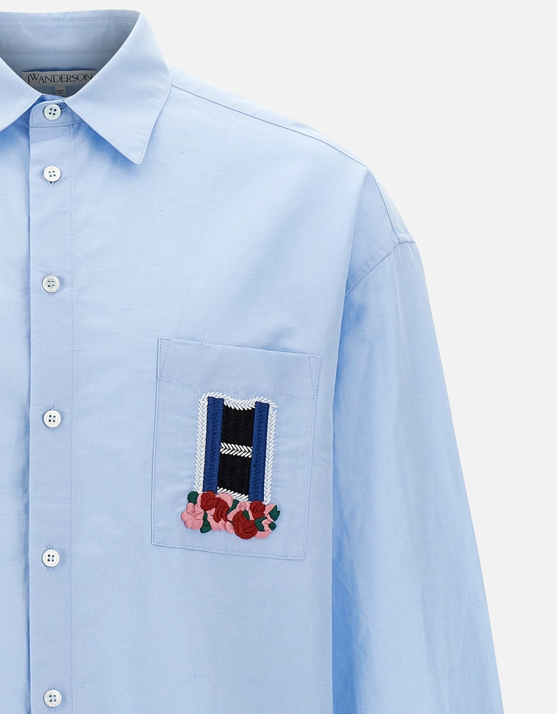 JW Anderson Men's Window Linen Cotton Blend Oversized Shirt