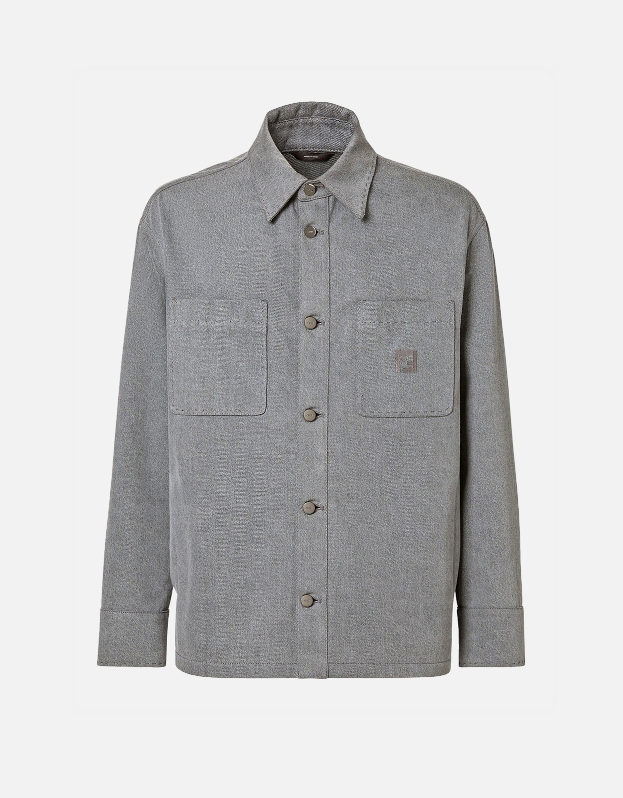 FENDI Fendi Men's Go-To Cotton Faded Light Gray Denim Jacket - 48　フェンディ メンズ ゴートゥー コットン フェード ライトグレー デニム ジャケット - 48