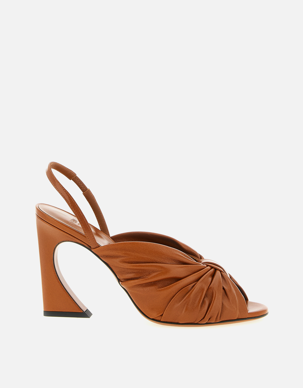 FENDI スリングバックヒール ミュール ブラウン Fendi タンカラー ナッパレザー ハイヒール スリングバック () IFCHIC.COM