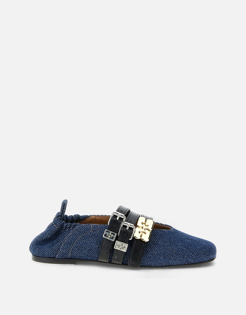 Ganni 綿デニムバレエシューズ () IFCHIC.COM