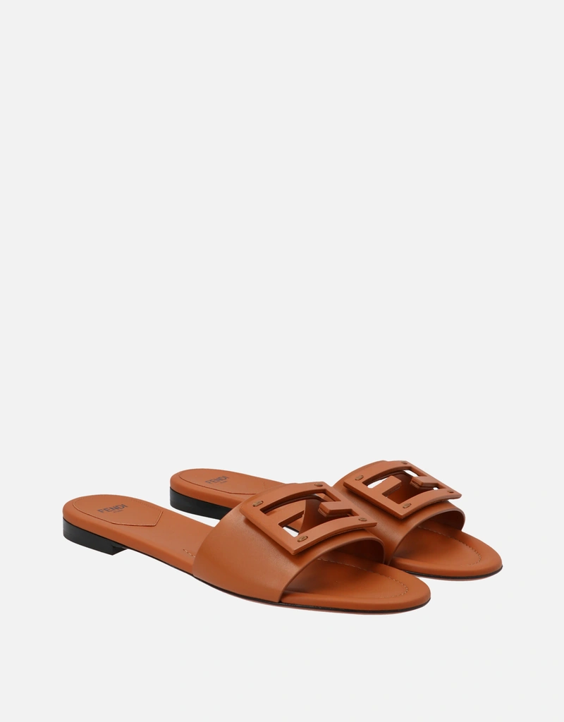 Fendi ブラウンレザースライド () IFCHIC.COM