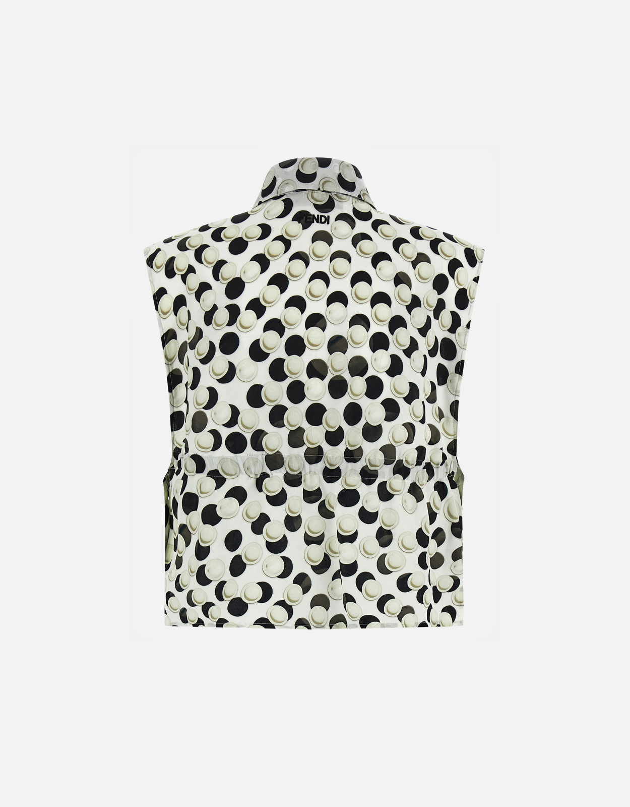Fendi ブラックアンドホワイト シルクジャカード クロップトップ