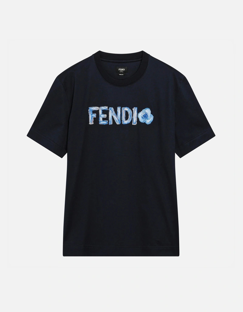 Fendi Navy Blue Cotton T Shirt (Tops) IFCHIC.COM