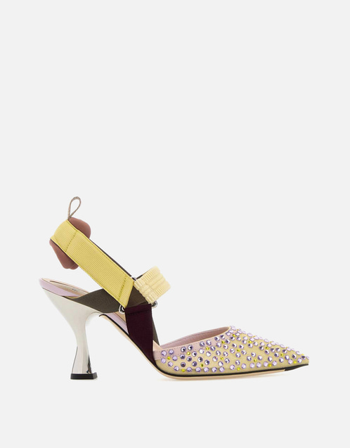 Fendi Colibrì メッシュとファブリック ハイヒールスリングバック