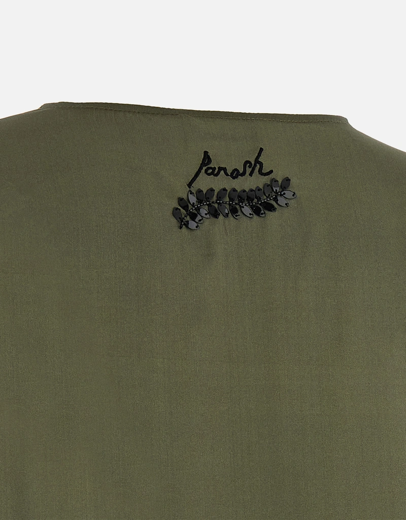 pleated olive green dress Long Sleeve High Neck Heat Pleated Dress main image 0