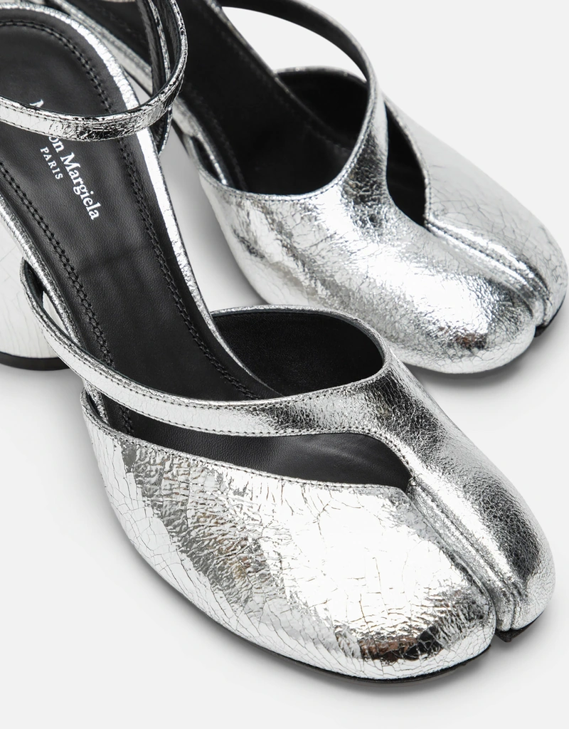 Maison Margiela Tabi Calf Leather Broken Mirror Finish Sandals