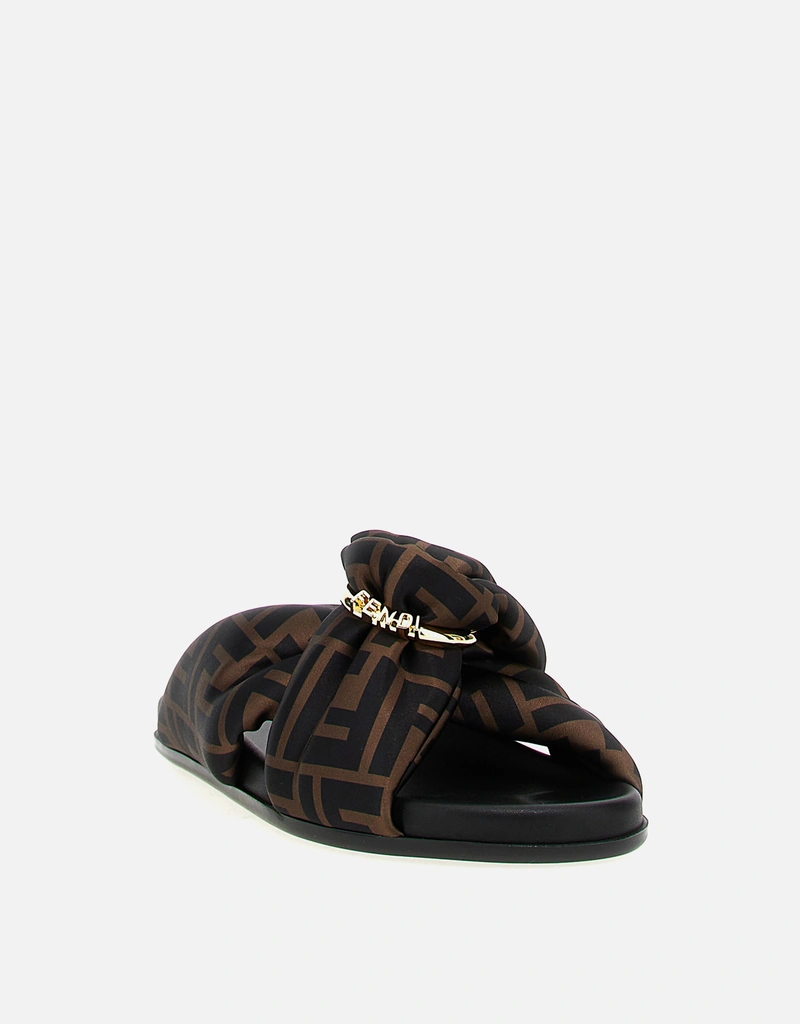 Fendi ブラウンFFサテン スリッパ () IFCHIC.COM