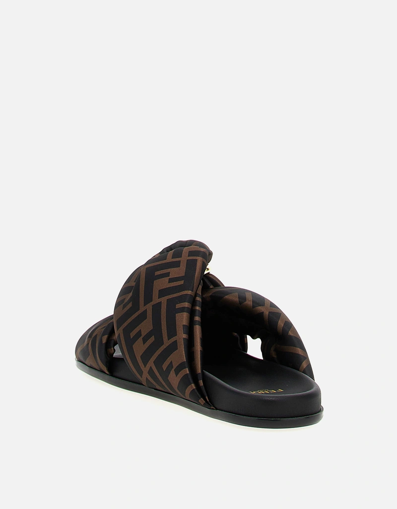Fendi ブラウンFFサテン スリッパ () IFCHIC.COM