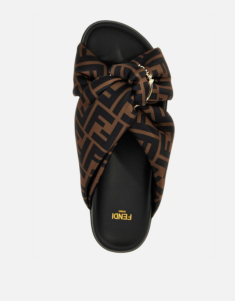 Fendi ブラウンFFサテン スリッパ () IFCHIC.COM