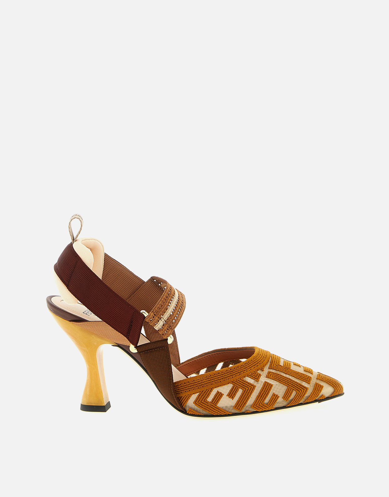 Fendi ブラウンFFファブリックハイヒールスリングバック () IFCHIC.COM