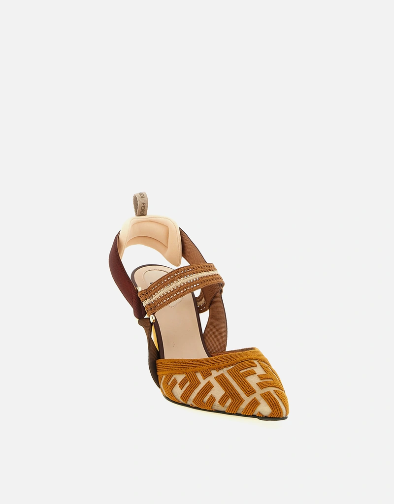 Fendi ブラウンFFファブリックハイヒールスリングバック () IFCHIC.COM