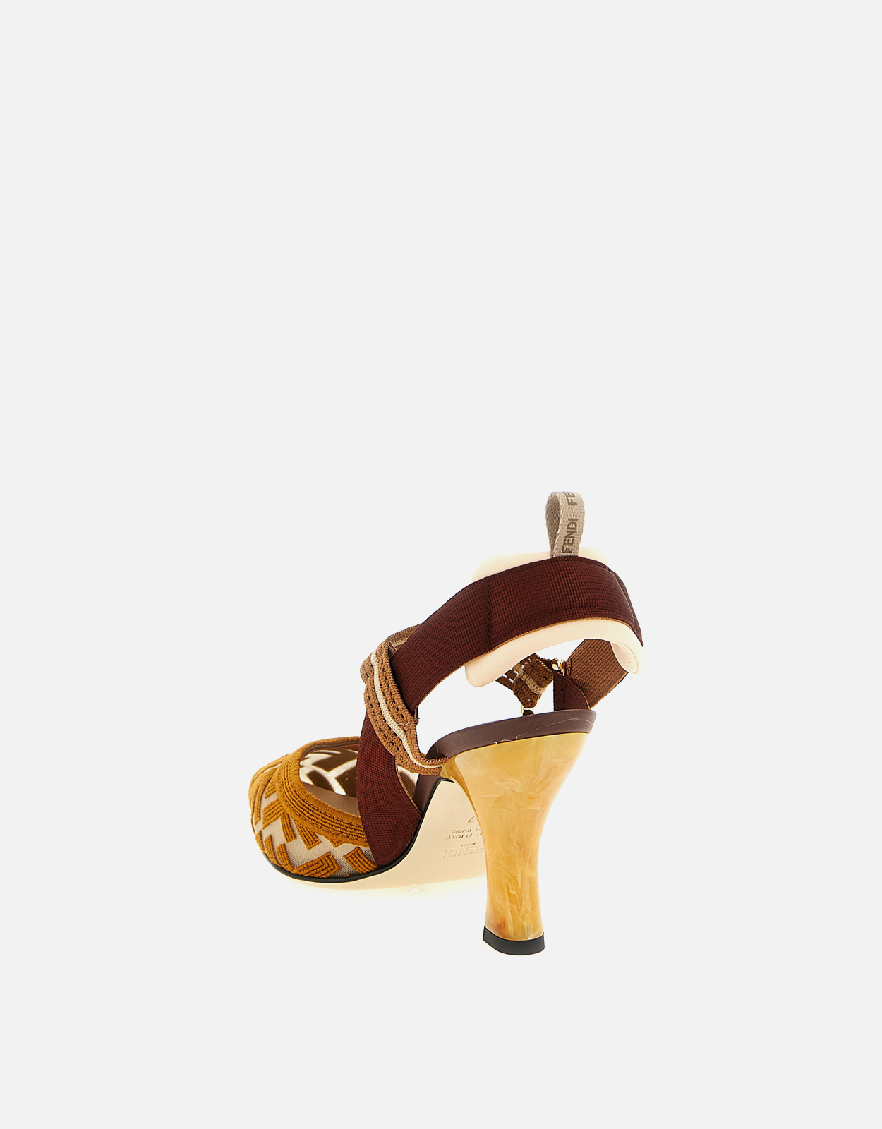 Fendi ブラウンFFファブリックハイヒールスリングバック () IFCHIC.COM