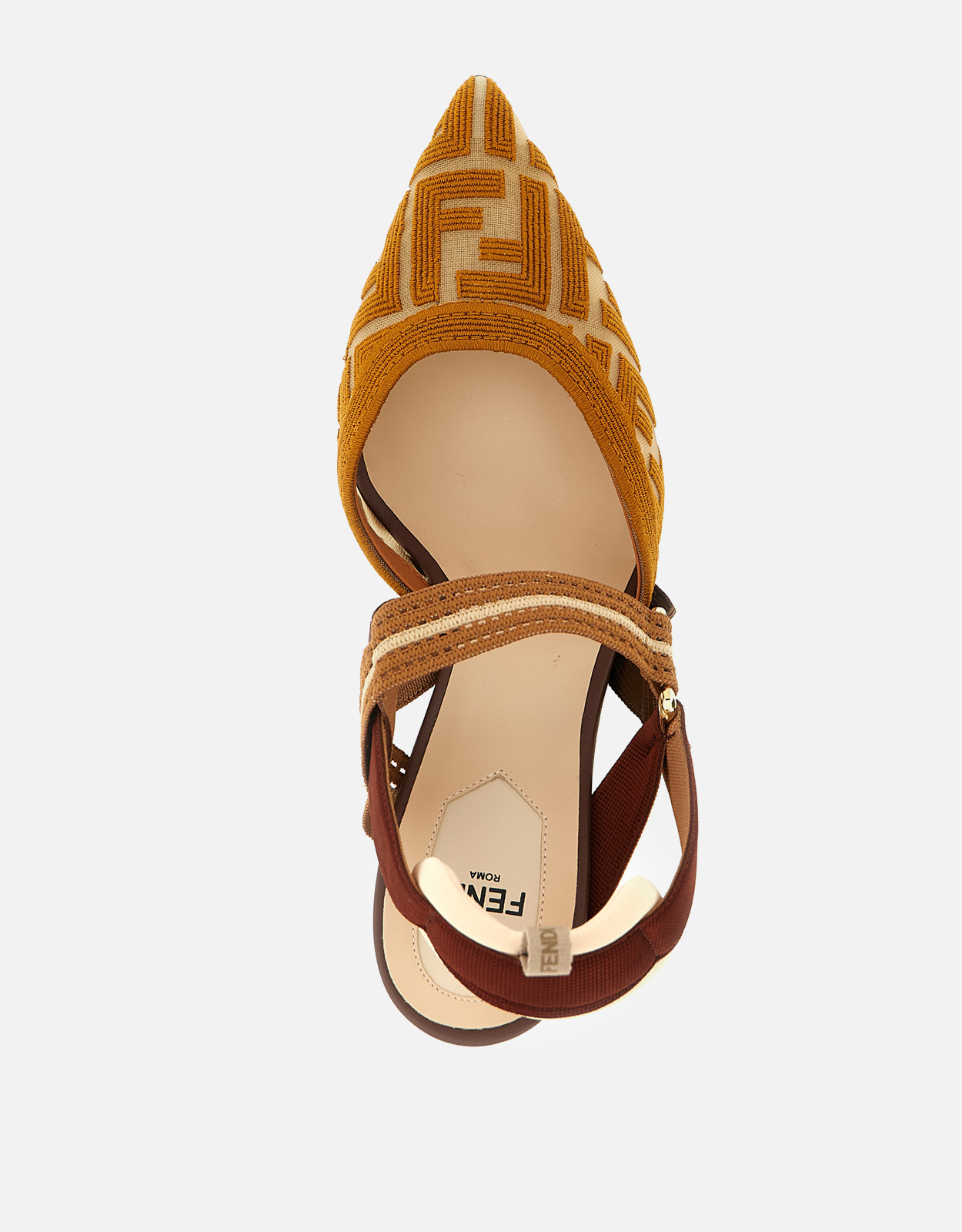 Fendi ブラウンFFファブリックハイヒールスリングバック () IFCHIC.COM