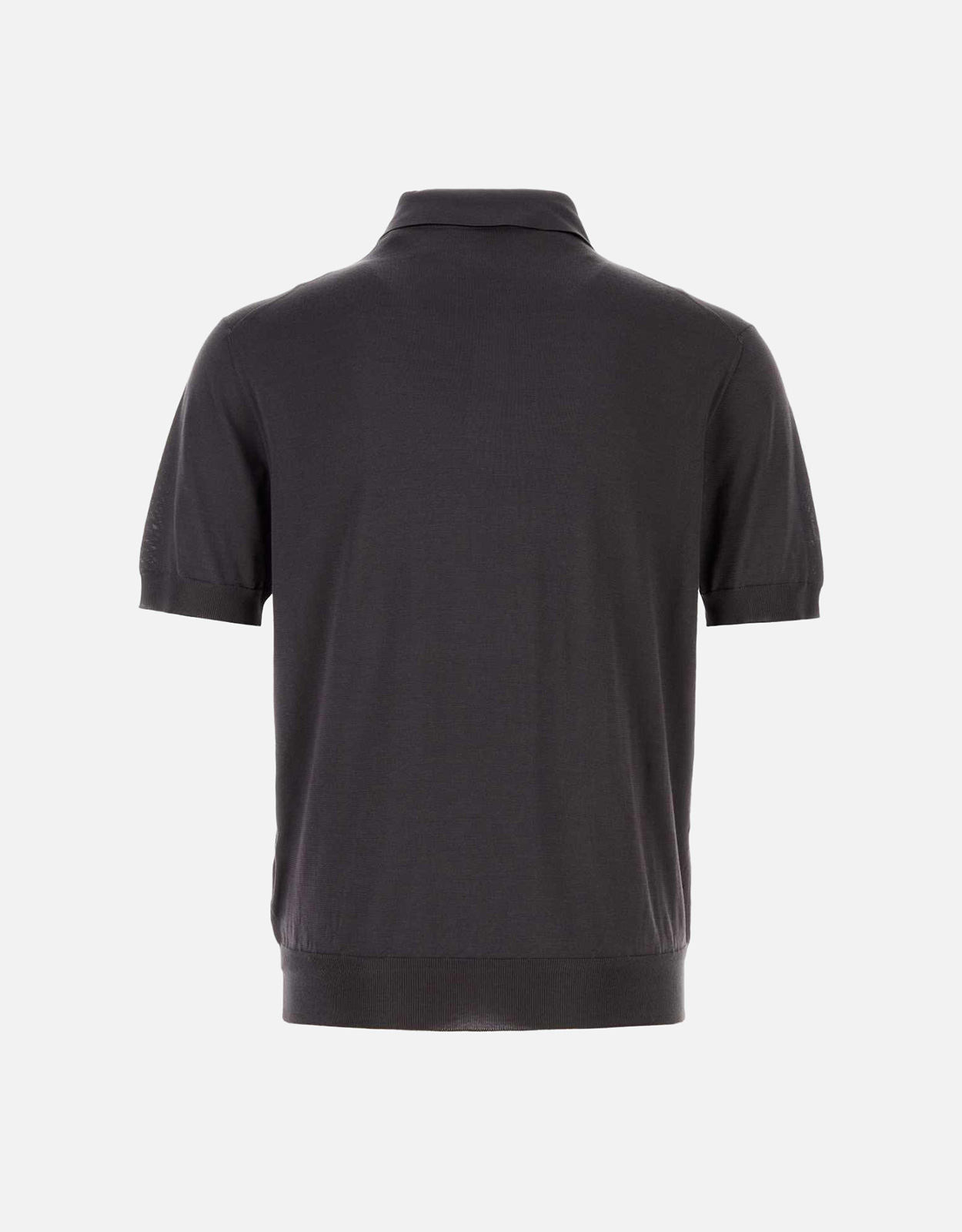 Prada メンズ ダークブラウン シルク ポロシャツ (すべての新品