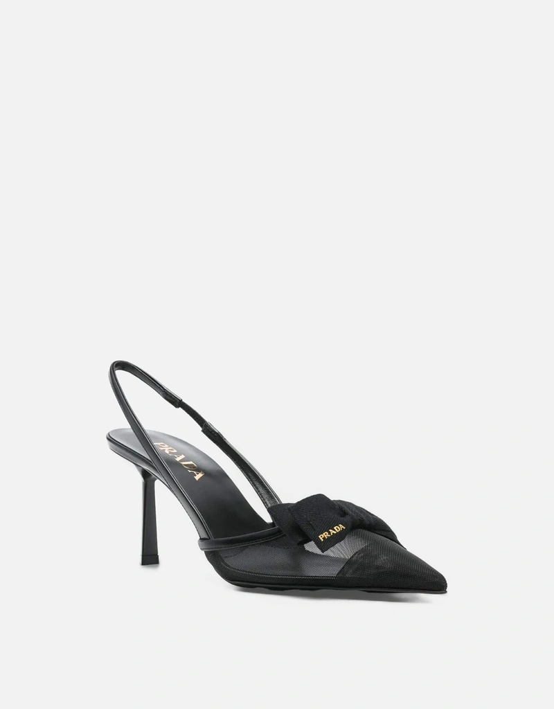 Prada ボウディテールメッシュスリングバックパンプス (すべての新品