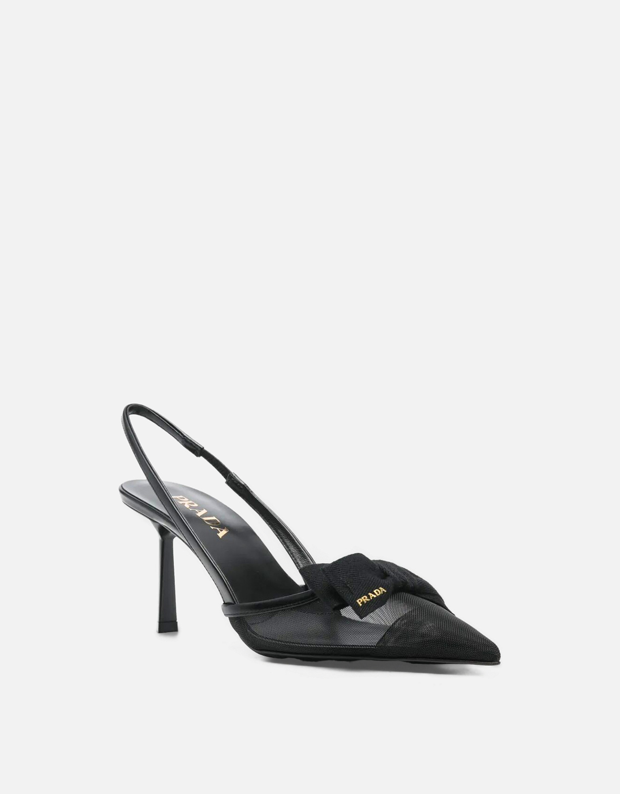 PRADA 　サイズ36.1/2 ブラック スリングバックヒール Prada ボウディテールメッシュスリングバックパンプス (すべての新品