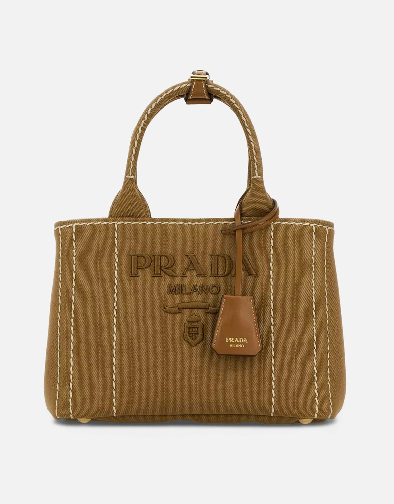 Prada キャメルキャンバスハンドバッグ () IFCHIC.COM