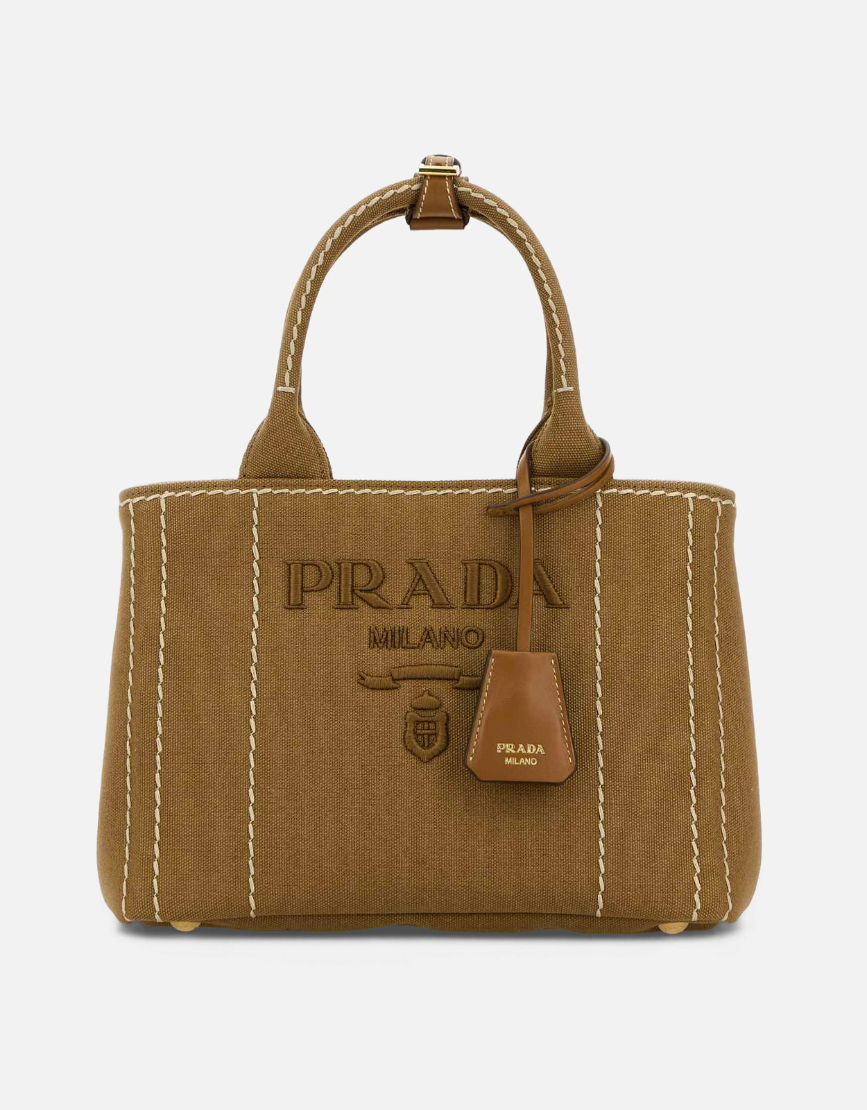 Prada キャメルキャンバスハンドバッグ () IFCHIC.COM