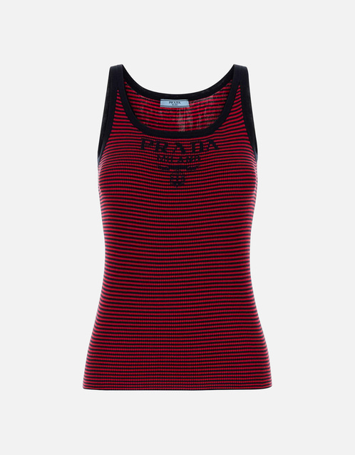 PRADA スニーカー　タンクトップ　レディース　XL Prada 刺繍シルクタンクトップ (すべての新品) IFCHIC.COM
