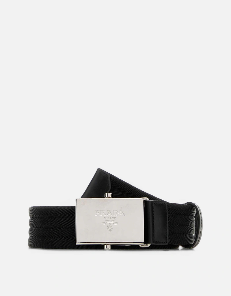 Prada メンズ ブラックファブリックベルト () IFCHIC.COM