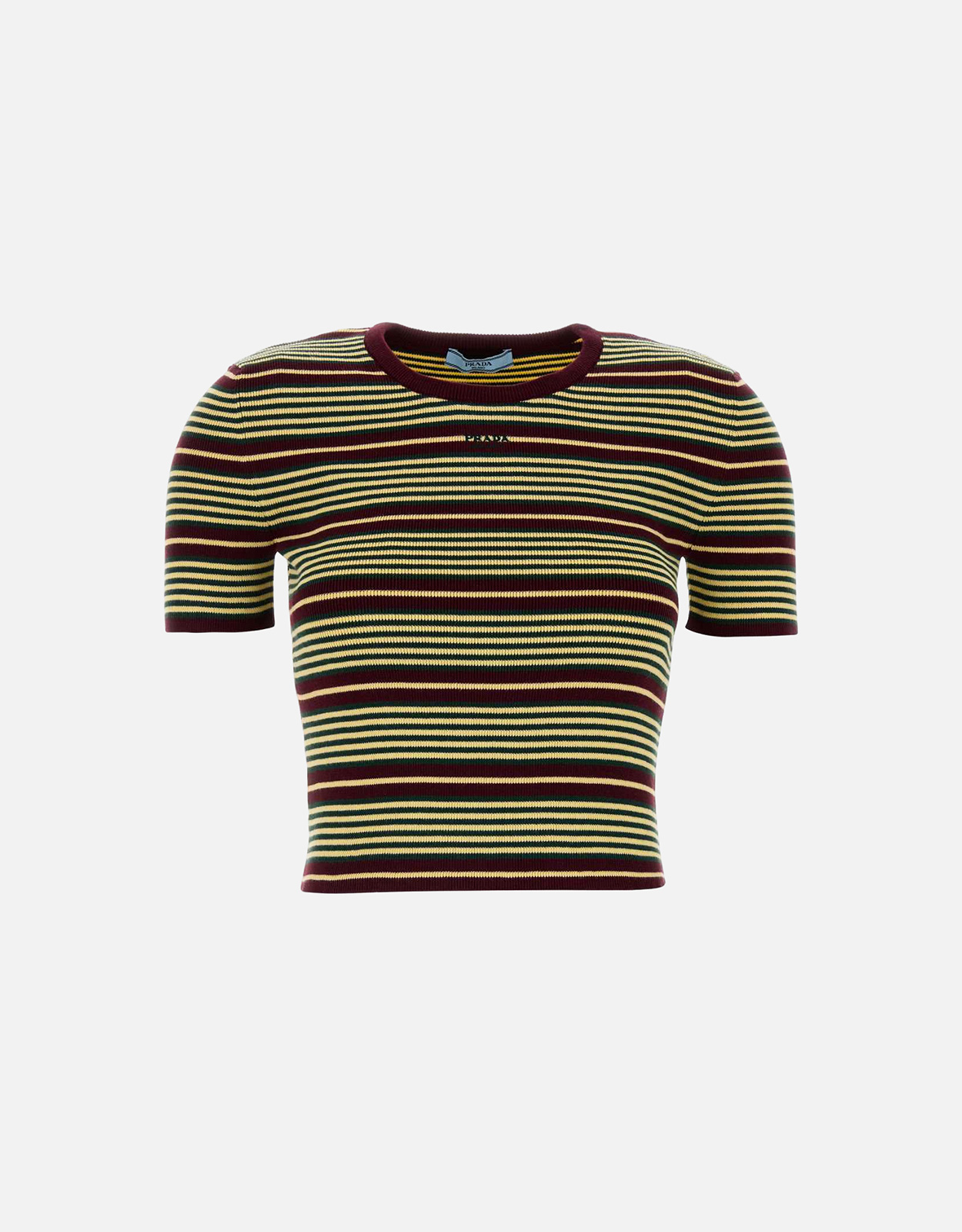Prada コットンブレンドストライプ刺繍Tシャツ (すべての新品) IFCHIC.COM