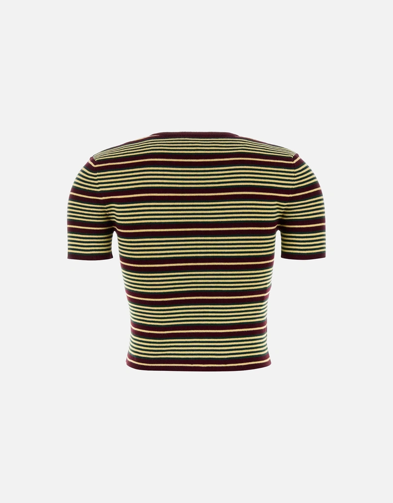 Prada コットンブレンドストライプ刺繍Tシャツ (すべての新品) IFCHIC.COM