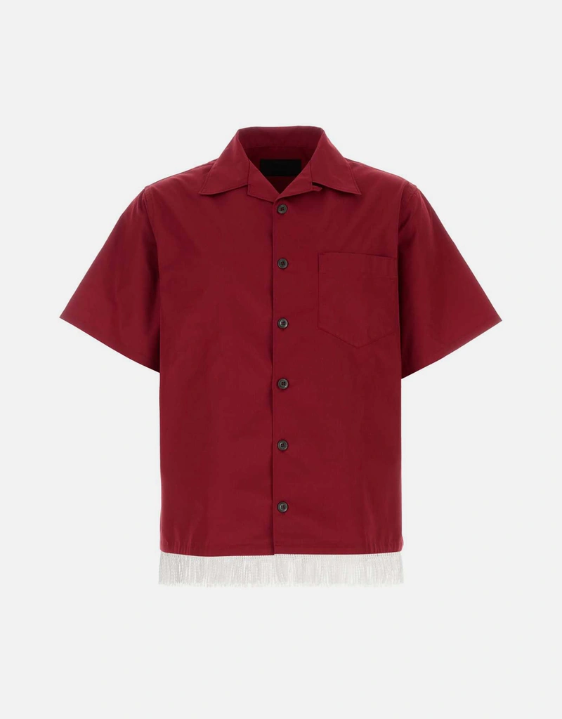 Prada メンズ コットンブレンド フリンジ ボウリングシャツ (すべての