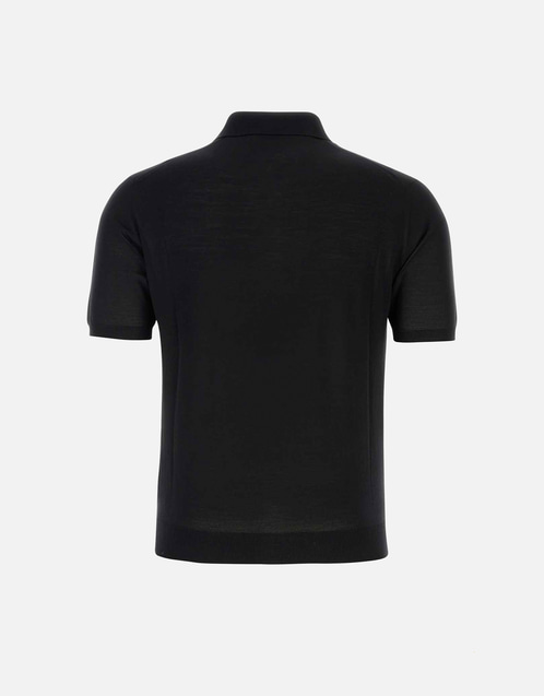 PRADA ブラック ポロシャツ Prada メンズブラックウールポロシャツ () IFCHIC.COM