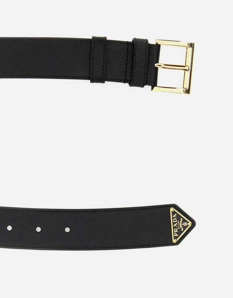 Prada ブラックレザーベルト () IFCHIC.COM