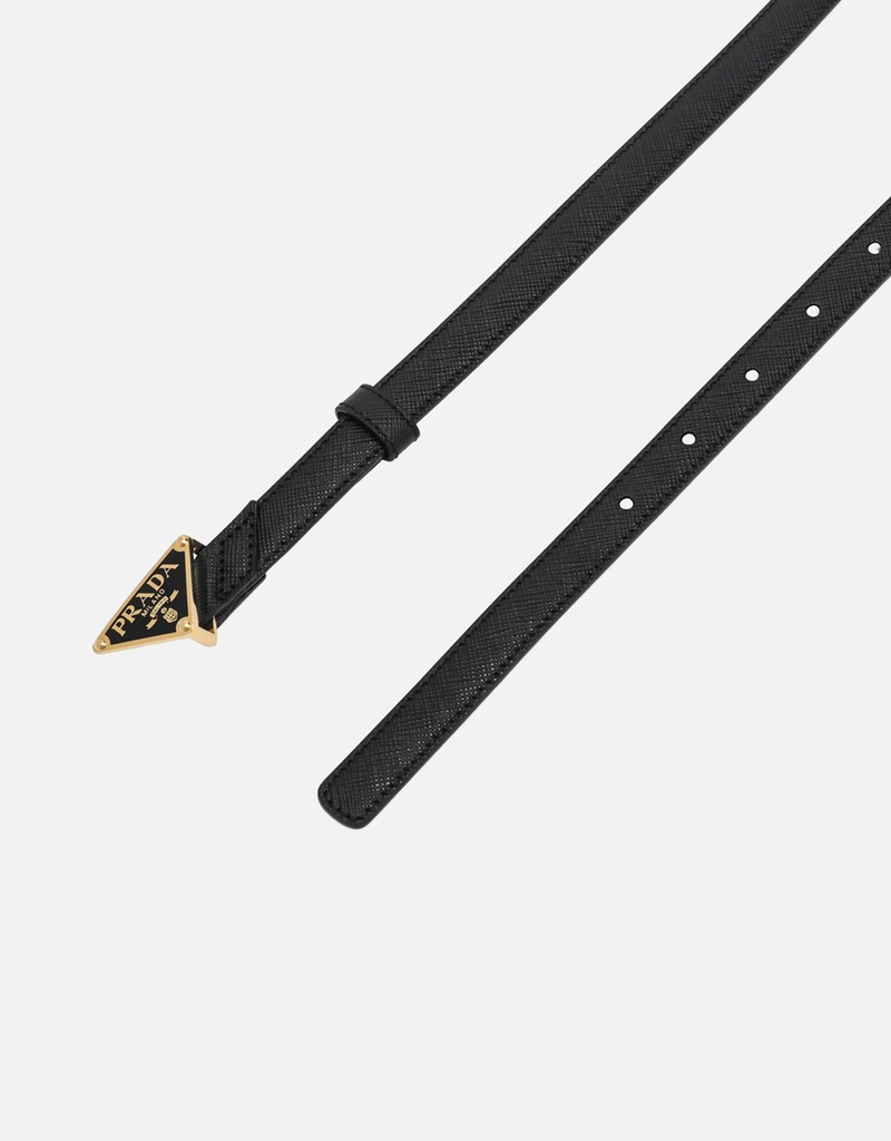 Prada Black Saffiano belt with triangle logo (Belts) IFCHIC.COM