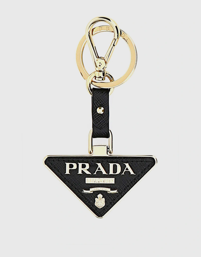 小物 1999FW PRADA studs leather key ring Prada Logo Metal And Leather Key Ring (キーチェーンとバッグ