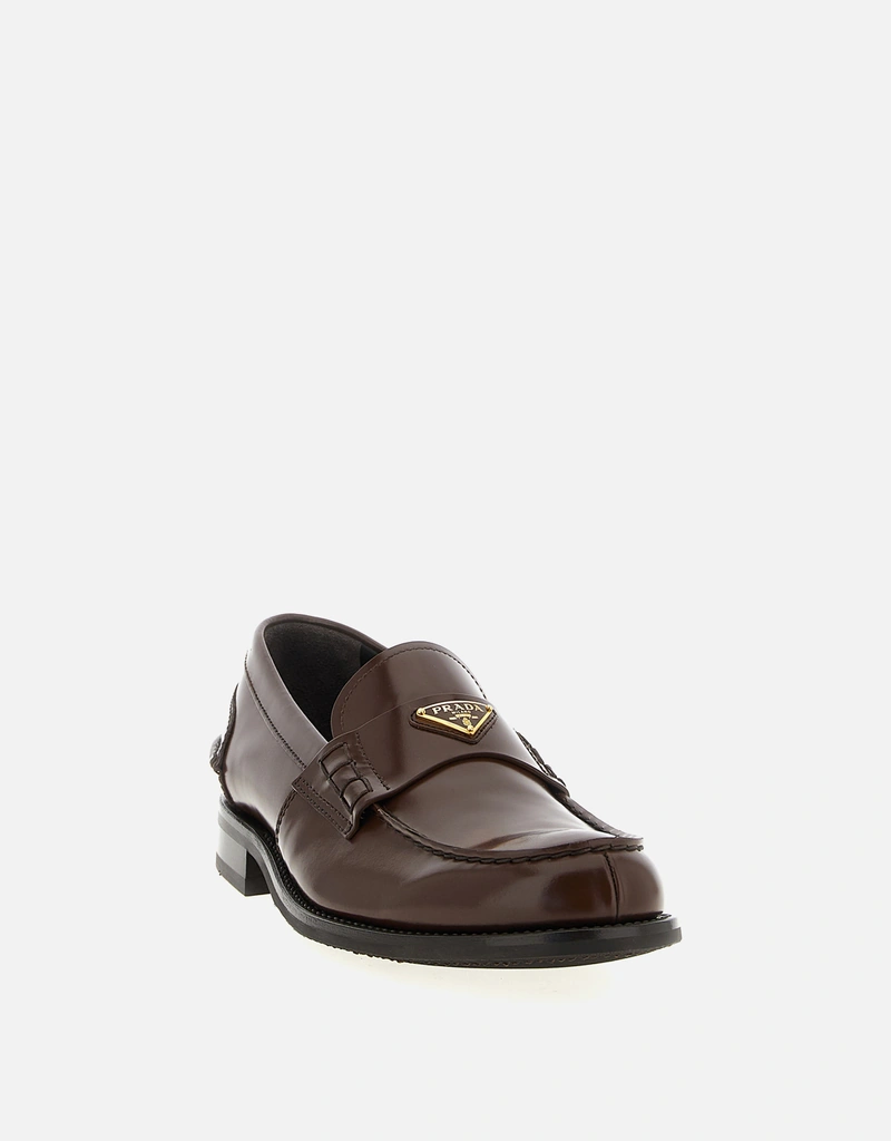 Prada メンズ ロゴ入り カーフレザー ローファー () IFCHIC.COM