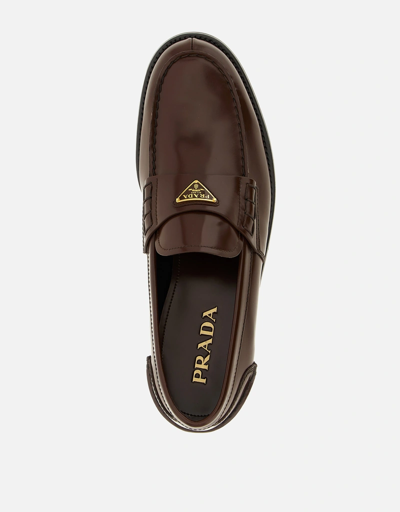 Prada メンズ ロゴ入り カーフレザー ローファー () IFCHIC.COM