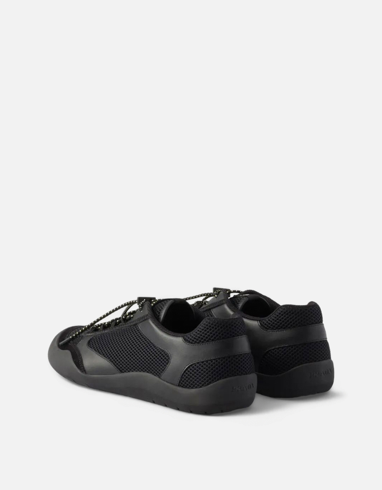 Prada メンズ スピードロック レザー＆メッシュファブリックスニーカー