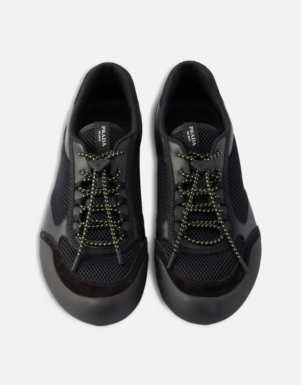 Prada メンズ スピードロック レザー＆メッシュファブリックスニーカー