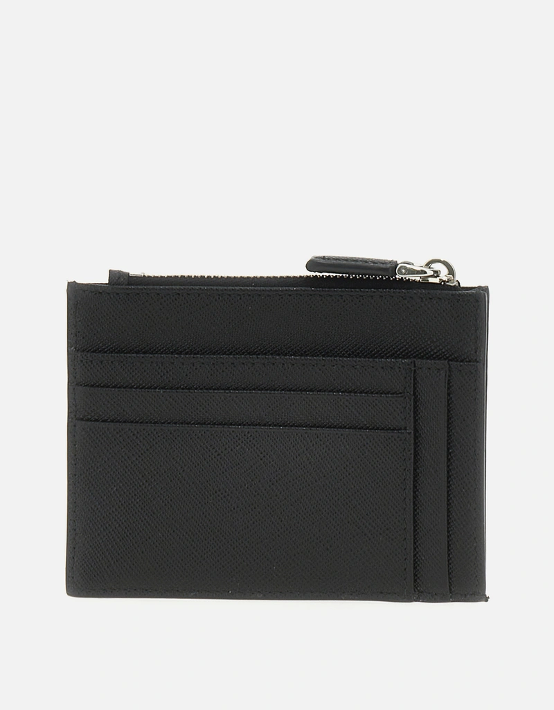 PRADA ブラック レザー メンズ ケース 7030 Prada メンズ レザーカードケース (Wallets and Small Leather Goods