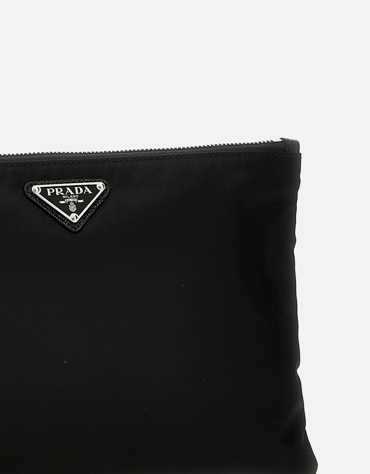 PRADA ブラック ポーチ Black/Astral Blue Large Re-Nylon travel pouch | PRADA - United States